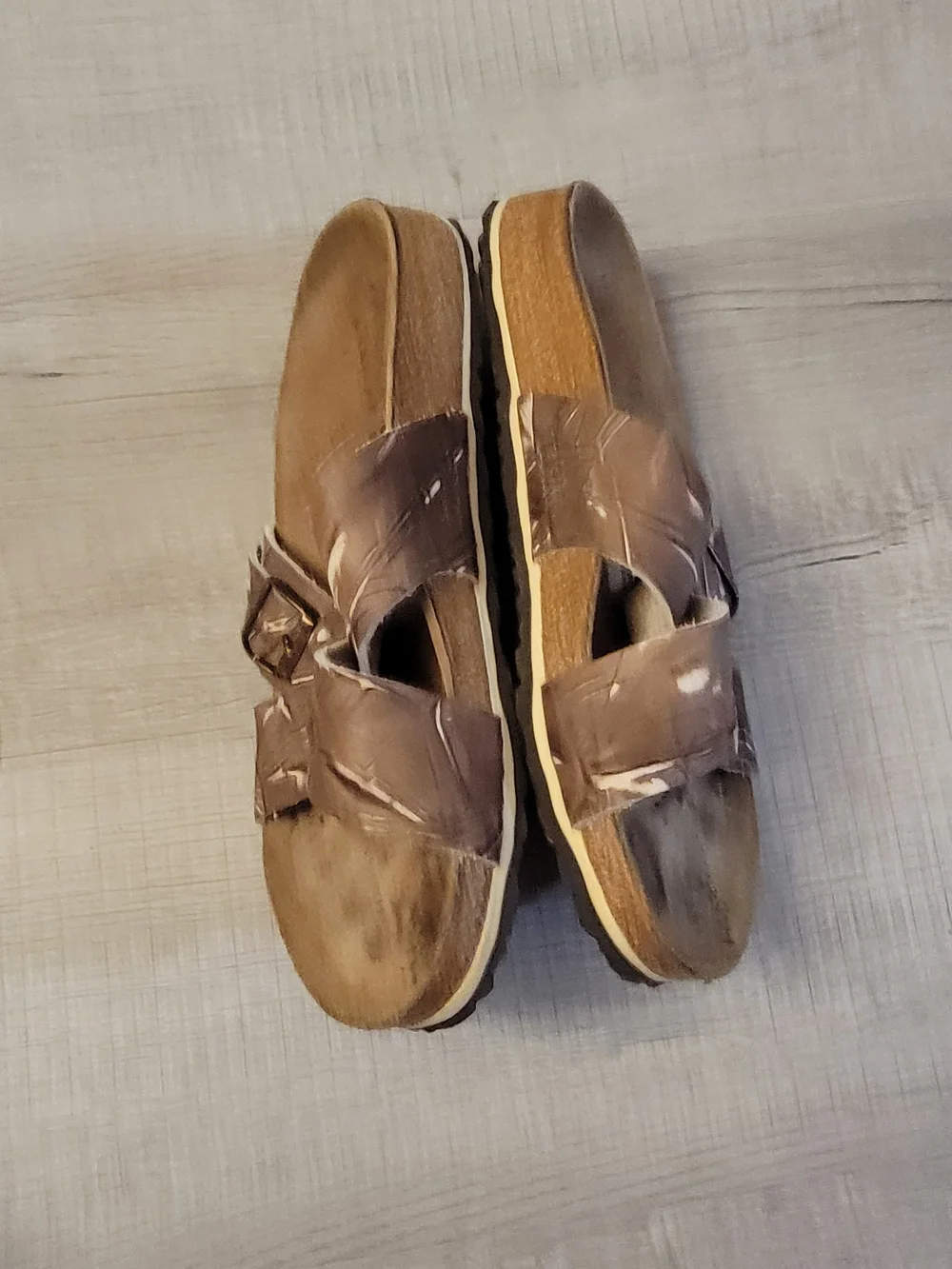 Birkenstock Brown Men’s Slide Sandals with Buckle Straps